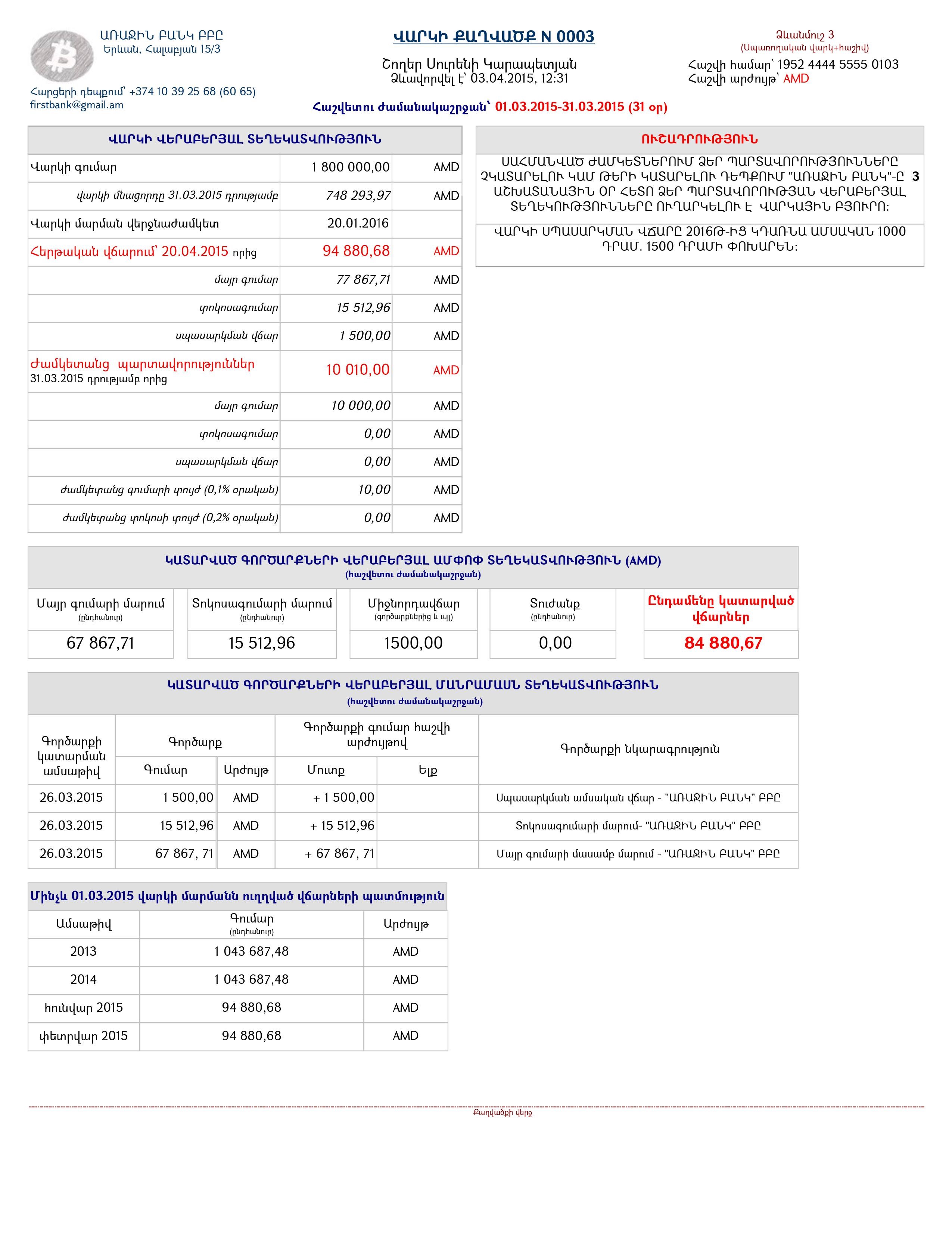 Վարկի քաղվածք